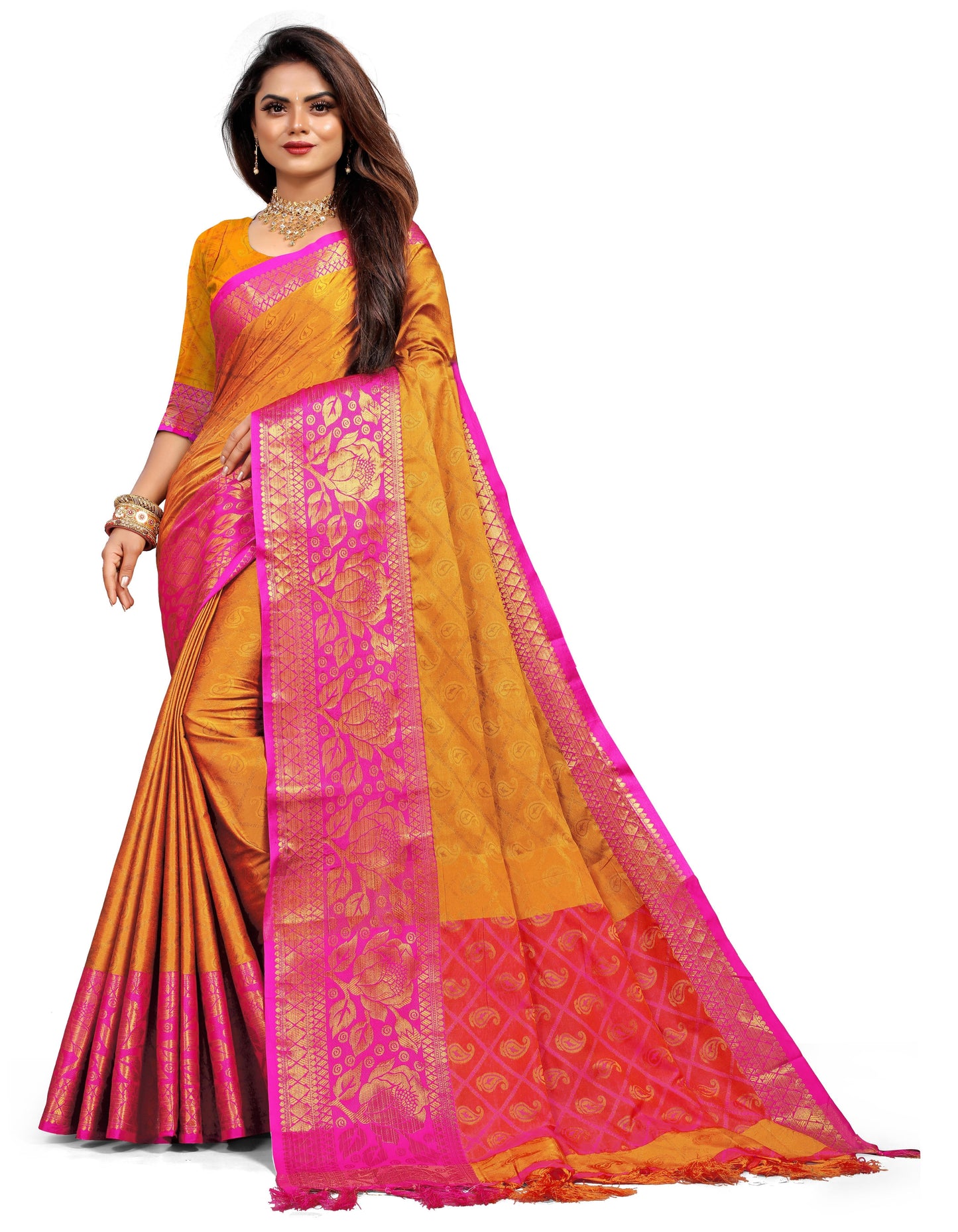 New Zari Jacquard Aura Silk Saree