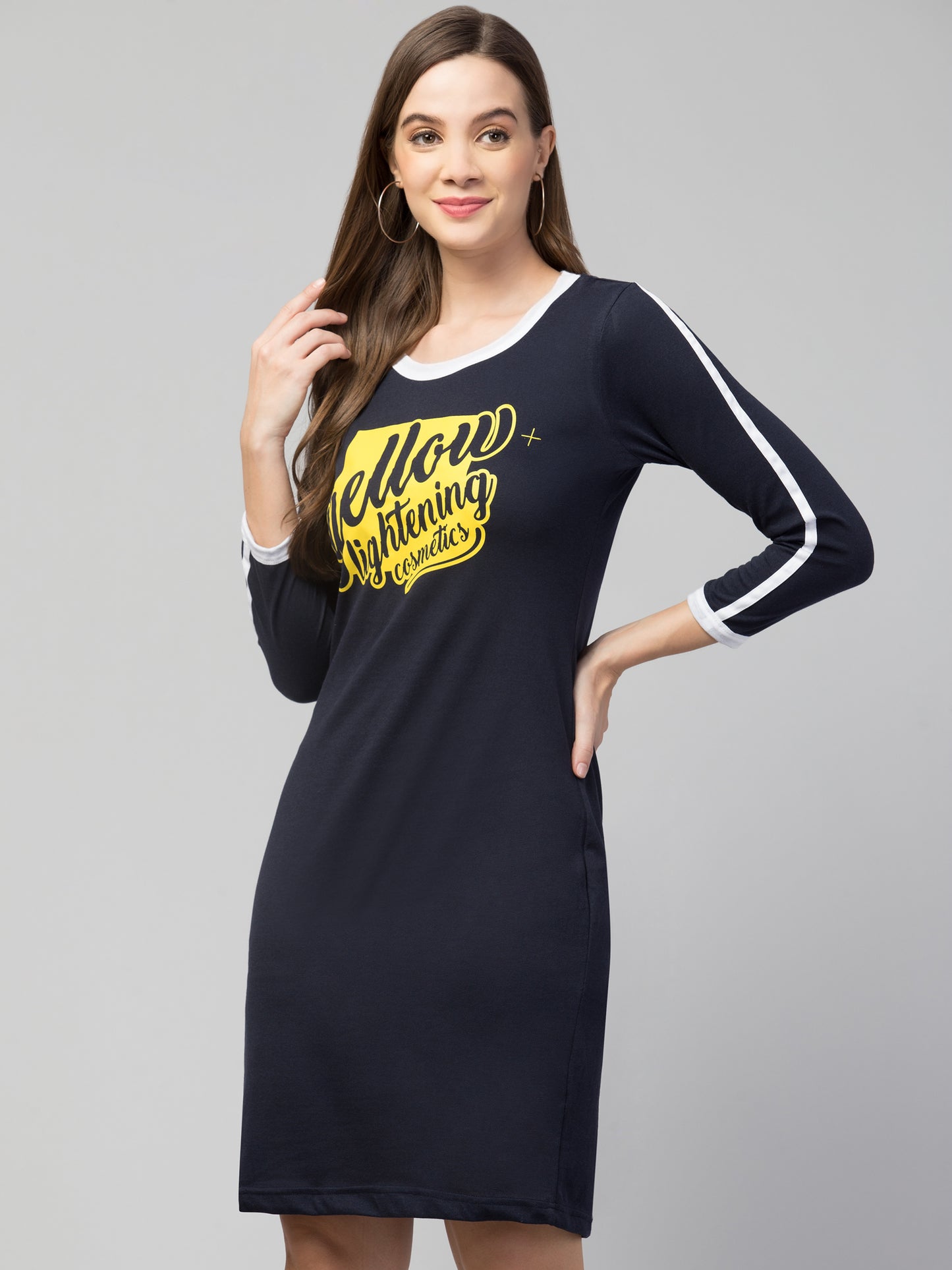 Women's Cotton Graphic Print T-shirt Short Dress