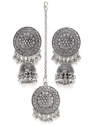 Karatcart Tribal Oxidised Silver Jewellery Set for Women