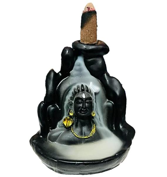 Smoke Fountain Lord Shiva Cone Incense Holder Showpiece with 10 Free Smoke Backflow