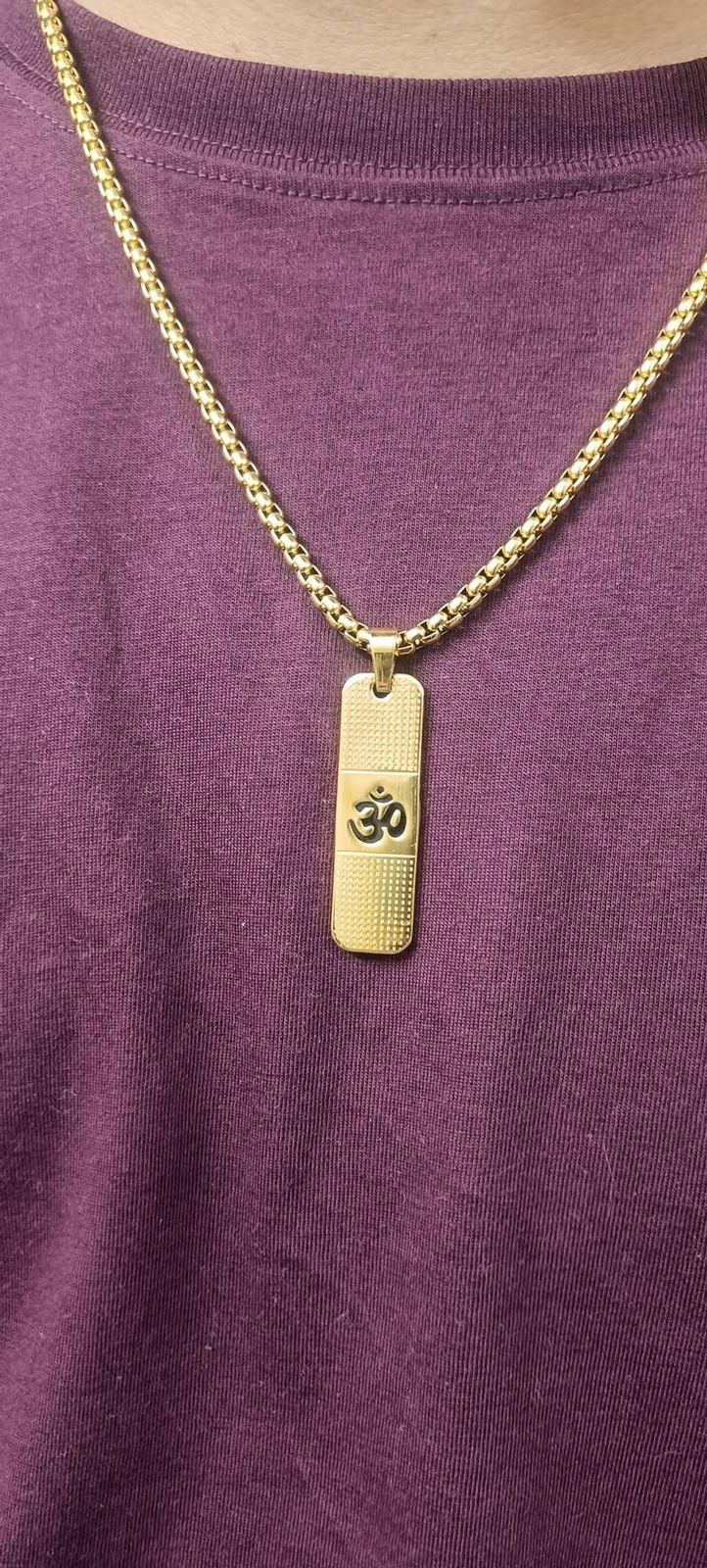 Genuine OM Necklace for Men with Premium 24K Gold plating.