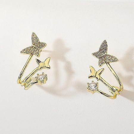 Brass Cubic Zirconia Butterfly Minimalist Stud Earring