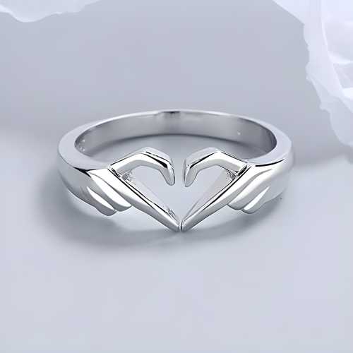 Couple Hands Than Heart Thumb Finger Ring Metal Stainless Steel