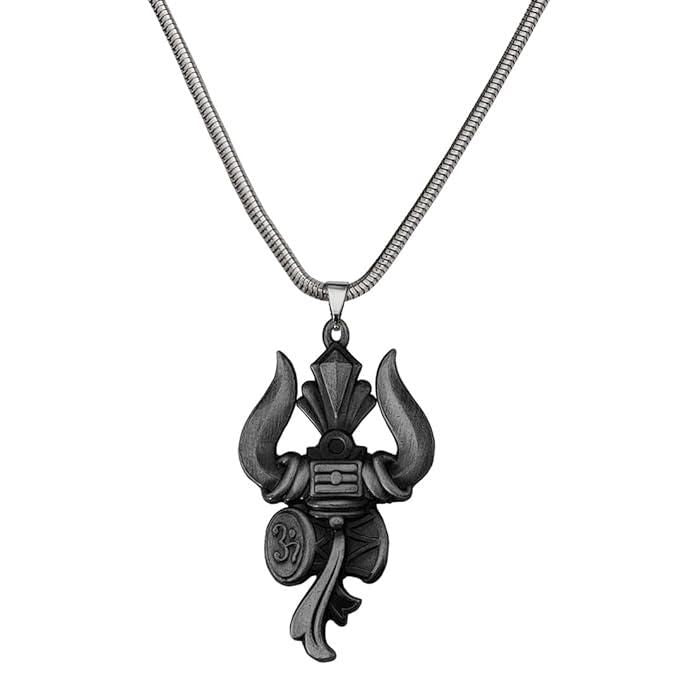 Men's Silver Chain with Damru Pendant