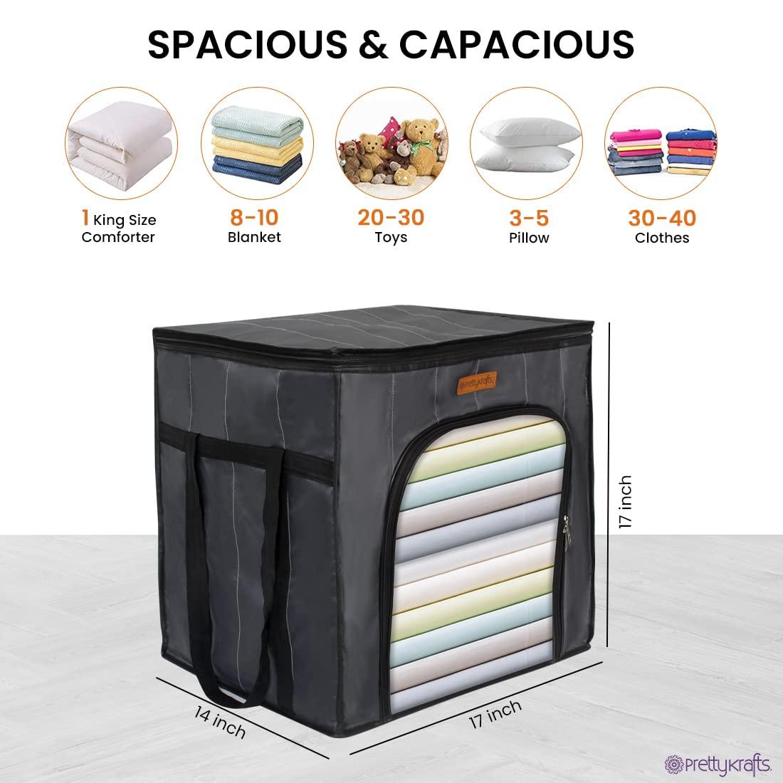 Large Capacity Clothes Storage Bag, 1 Packs Foldable Closet Organizers for Comforters, Blankets, Bedding,