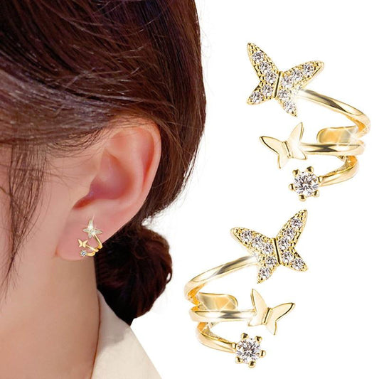 Brass Cubic Zirconia Butterfly Minimalist Stud Earring